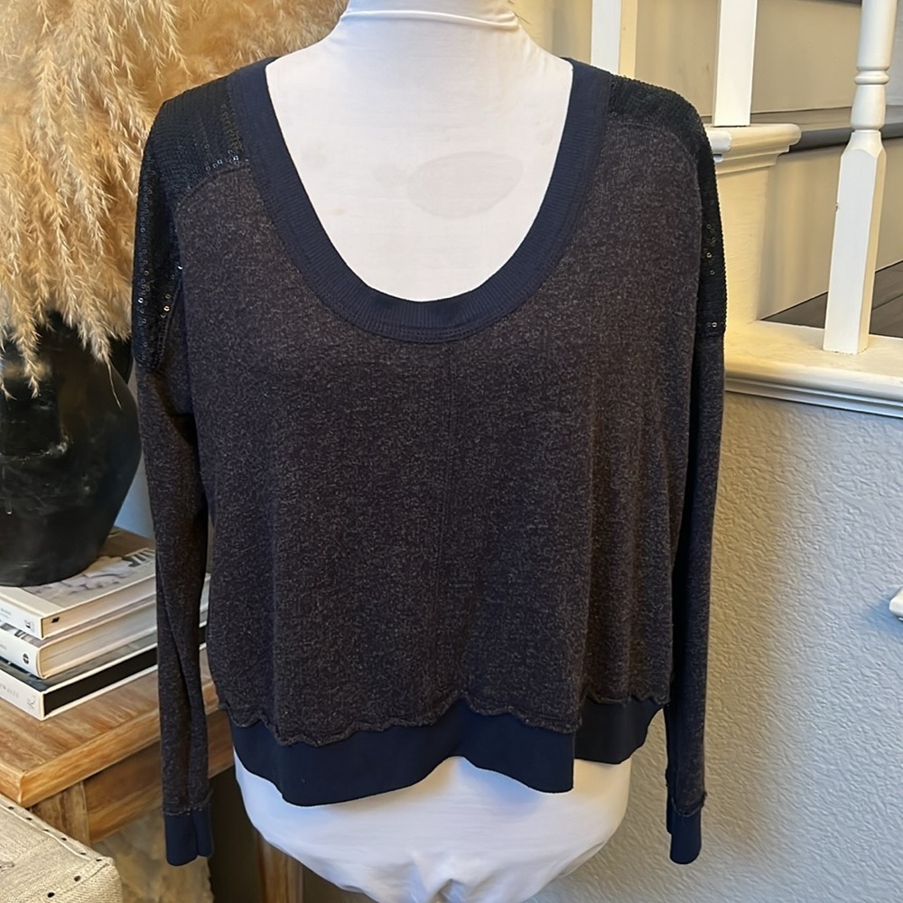 Free people with Shoulder Sequins Long Sleeve Sweater Size Small